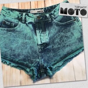 Topshop Moto Acid Washed Denim Frayed Edge Size 27